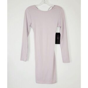 Smoke & Mirrors Lace Up Back Mini Dress Light Lavender Long Sleeve Women's S